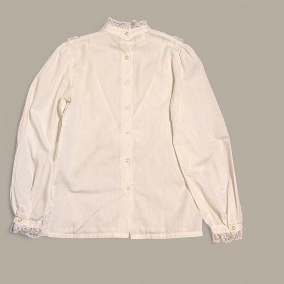 Ivory Lace Ruffle Victorian Blouse - Picture 7 of 8